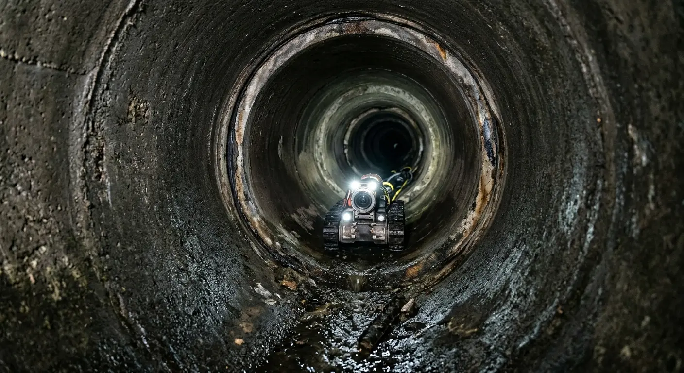 Robotic sewer camera inspecting pipe interior for Drain Snake Service in Richardson